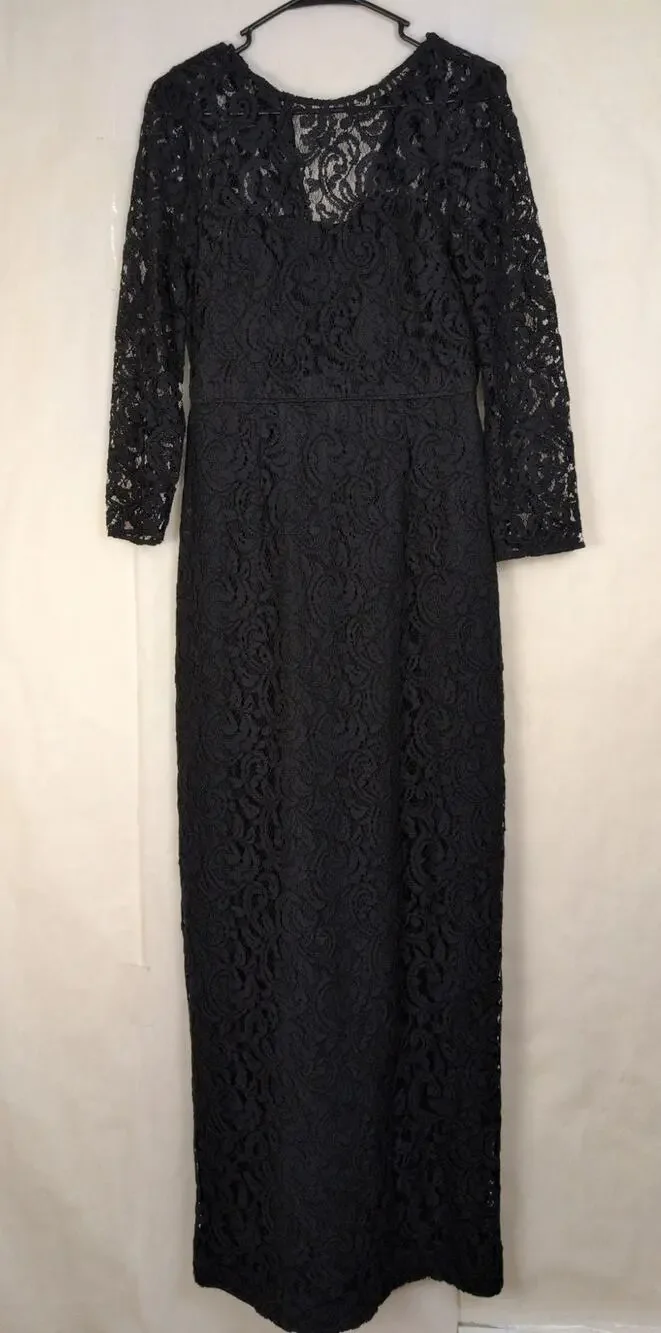 J.Crew Selina black sheer lace maxi dress Size 6 Whimsigoth Coquette Romantic